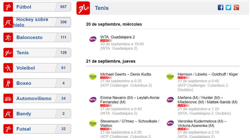 Live TV paginas para ver tenis online