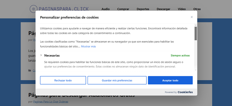 paginas para - politica de cookies