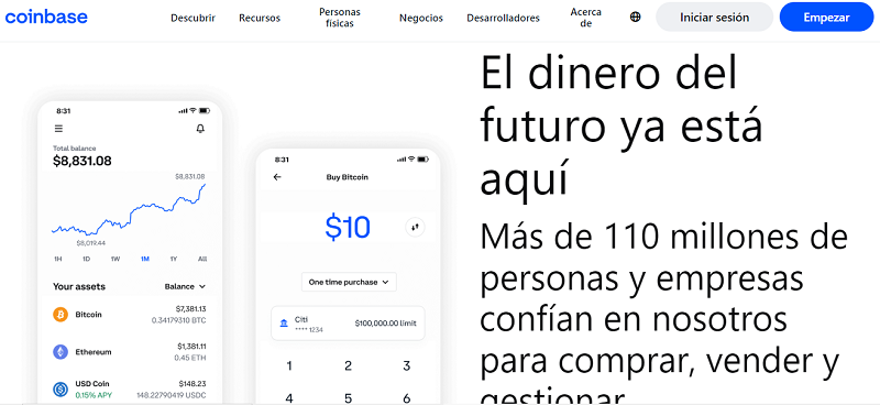 Coinbase - Páginas para comprar criptomonedas