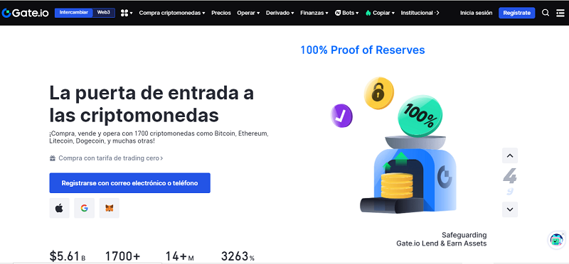 Gate.io - Páginas para comprar criptomonedas