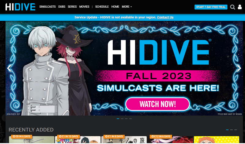 HIDIVE webs para ver anime